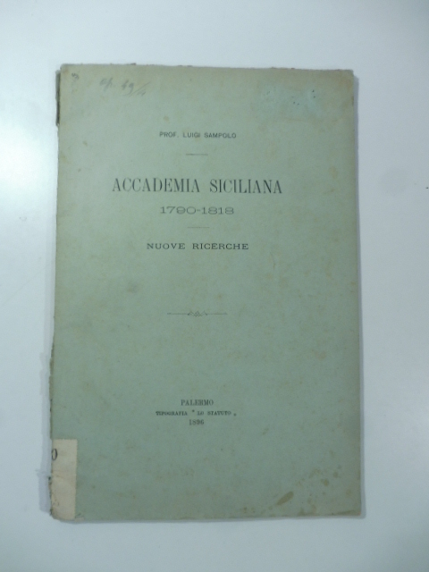 Accademia siciliana 1790-1818. Nuove ricerche